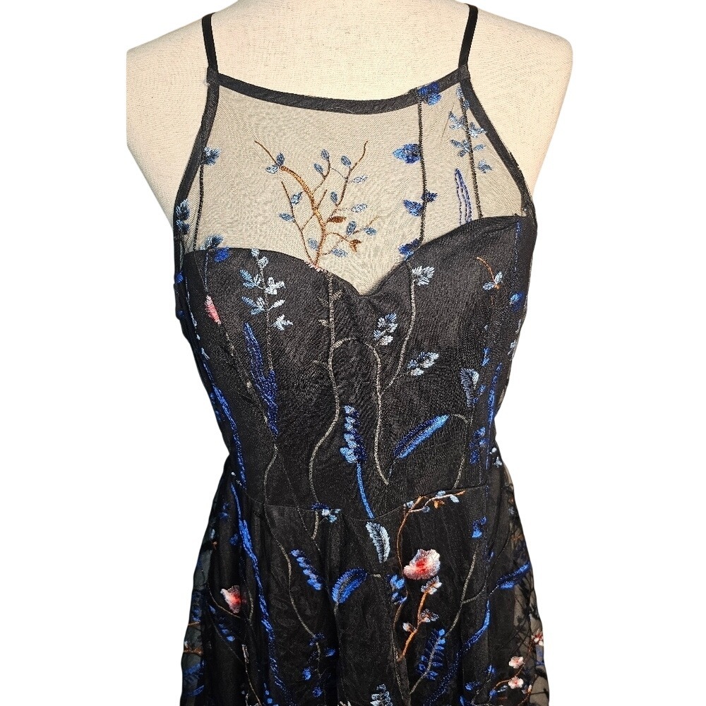 Floral Embroidered Black Dress By My Michelle. Black Fully Embroidered - Picture 3 of 14